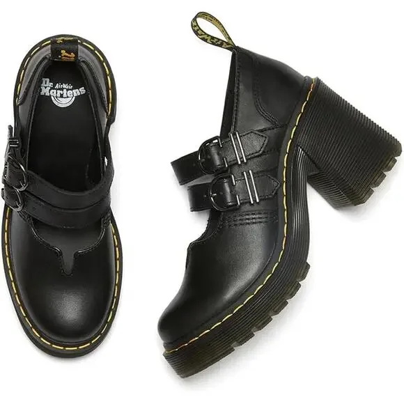 Doc Martens Eviee Mary Jane Platform Heels Shoes Leather Size 8 - Picture 3 of 5